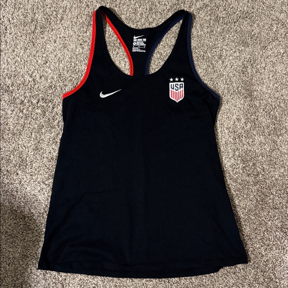 Nike Black Tank Top with Red and Blue Trim USWNT